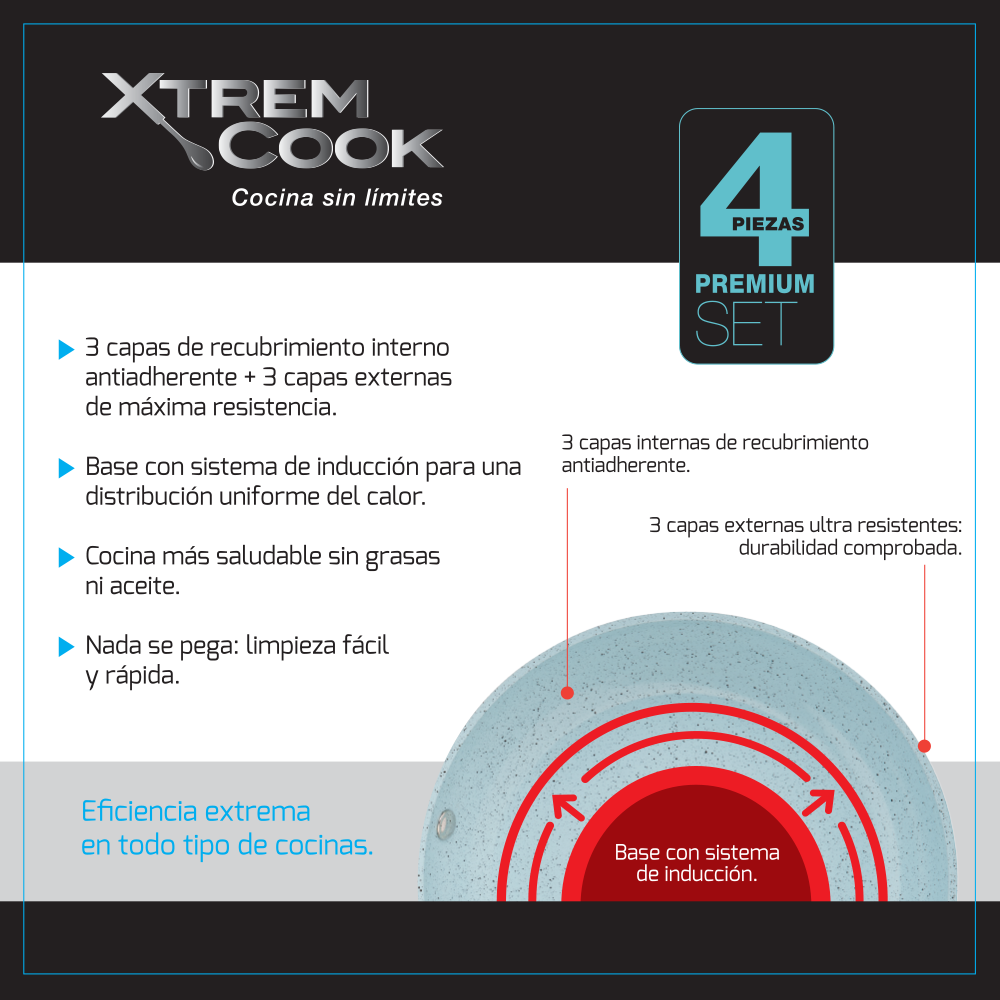 Xtrem Cook Set Sartenes 4 Piezas